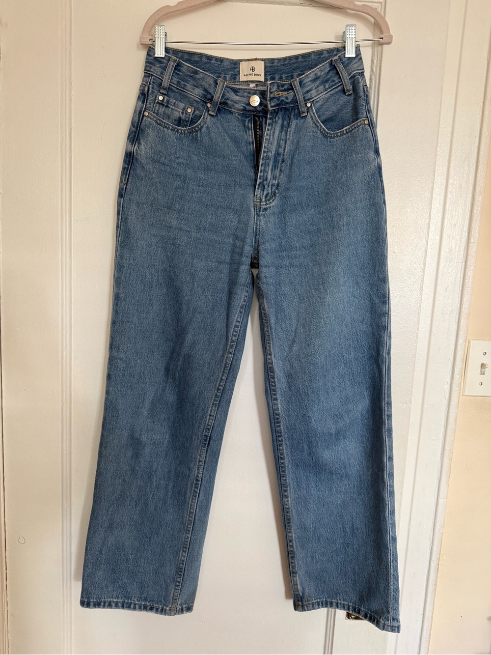 Anine Bing Light Blue Straight-Leg Jeans - Picture 4 of 7
